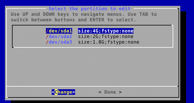 editing partition types during Void Linux installation