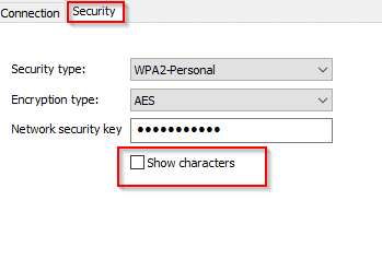 enabling password to be viewed for wireless adapter in Windows 10