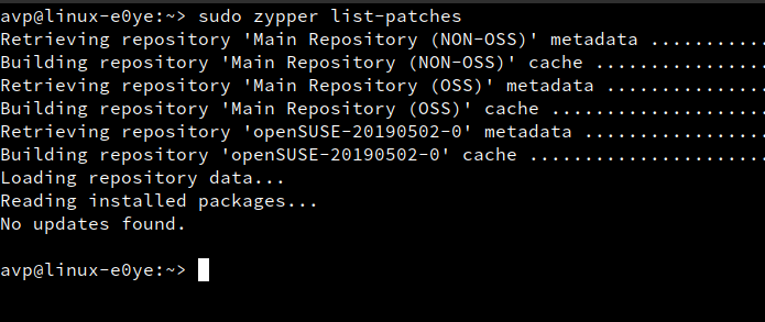 finding list of available patches using zypper 