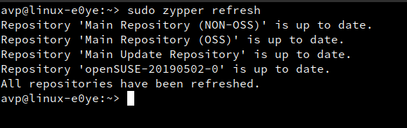 refreshing existing repositories using zypper