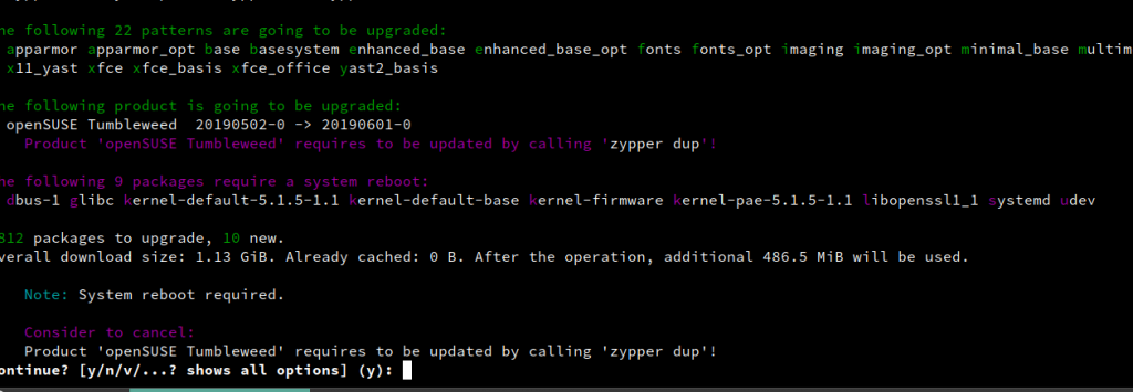 updating existing installed packages in openSUSE using zypper