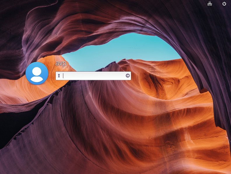 elementary OS desktop login screen