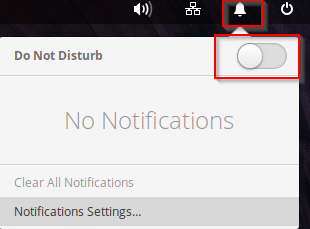 enabling do not disturb mode in elementary OS 