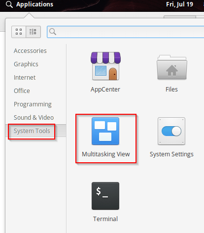 using multitasking view to add workspaces in elementary OS 