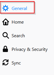 accessing General options in Firefox 