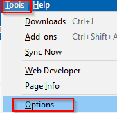 accessing Firefox options