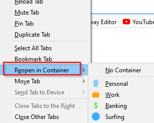 reload existing tabs and bookmarks in different containers