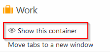 showing hidden containers in Firefox Multi-Account Containers add-on