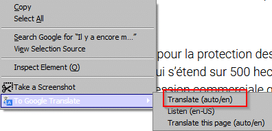 translate text and sentences from web pages using To Google Translate