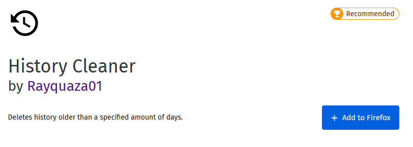 History Cleaner add-on for Firefox
