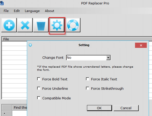 PDF Replacer Pro settings