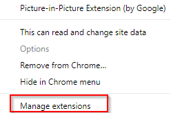 managing Picture-in-Picture Extension settings