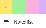 Notes list view in Sticky Notes