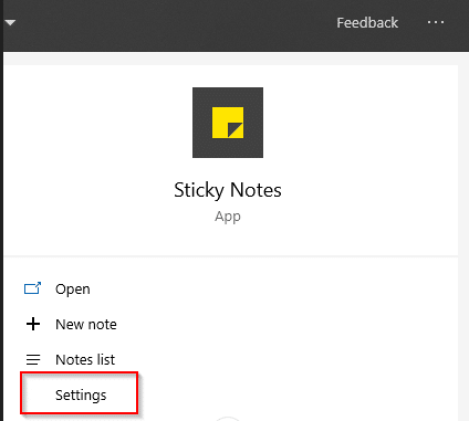 accessing Sticky Notes in Windows 10