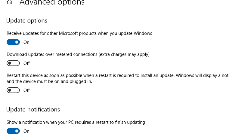 configuring advanced options for windows 10 updates