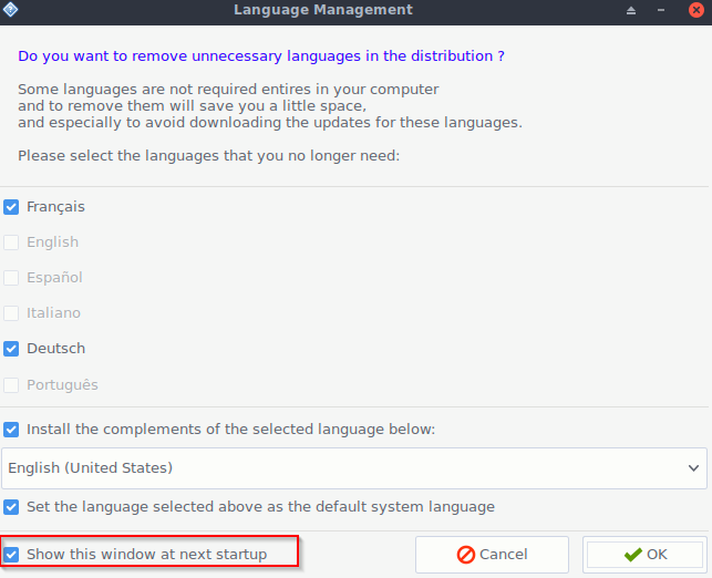 removing unnecessary languages after EmmabuntÃƒÂ¼s installation