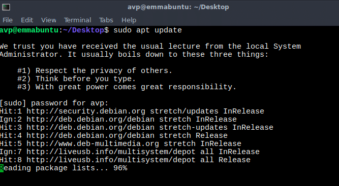 using apt to update system software in EmmabuntÃƒÂ¼s from Linux command line