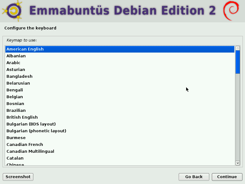 choosing keyboard layout during EmmabuntÃƒÂ¼s installation