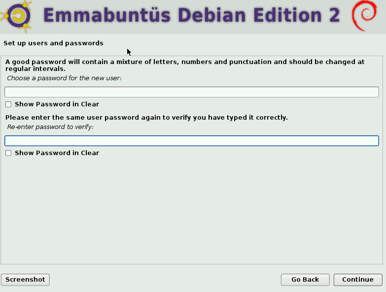 setting a user password during EmmabuntÃƒÂ¼s installation