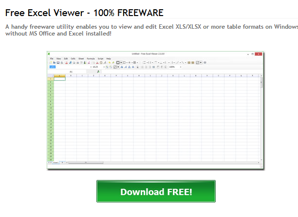 Free Excel Viewer download page