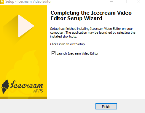 Icecream Video Editor installation completed