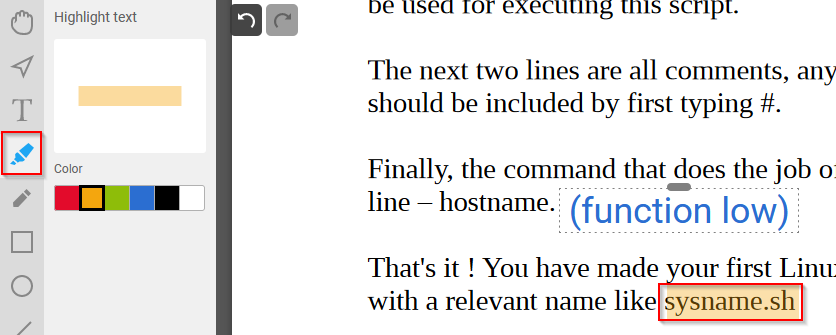 using the highlighter for highlighting text in PDF Bob