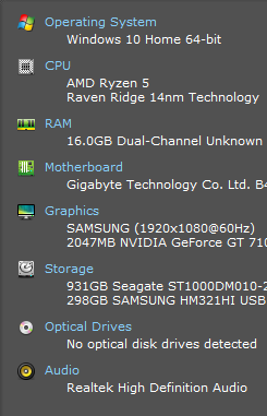 Finding PC system information using Speccy