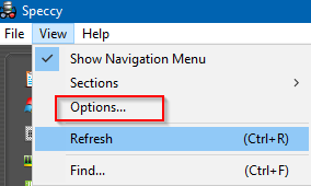 accessing Speccy options