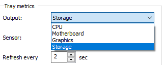 choosing tray metrics to be displayed in Speccy