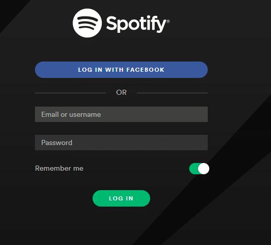 logging into Spotify app for Windows 10