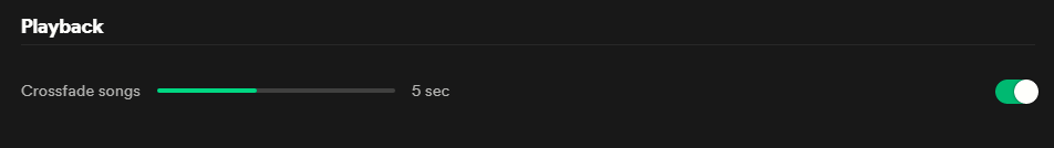 changing crossfade options in Spotify desktop app