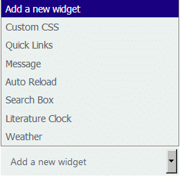 various widgets available in Tabliss 