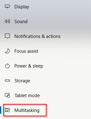 Multitasking options in Windows 10 settings