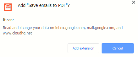 adding Save emails to PDF add-on to Chrome