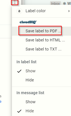 saving Gmail labels to PDF format