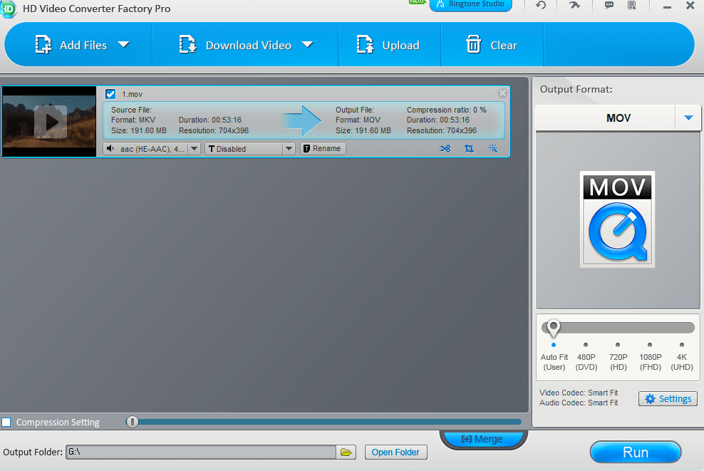 converting video files using HD Video Converter Factory Pro