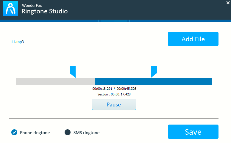 choosing a source file for creating ringtones in HD Video Converter Factory Pro