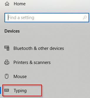 configuring typing settings in Windows 10