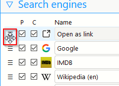 changing the order of search engines in the list when using Swift Selection Search add-on