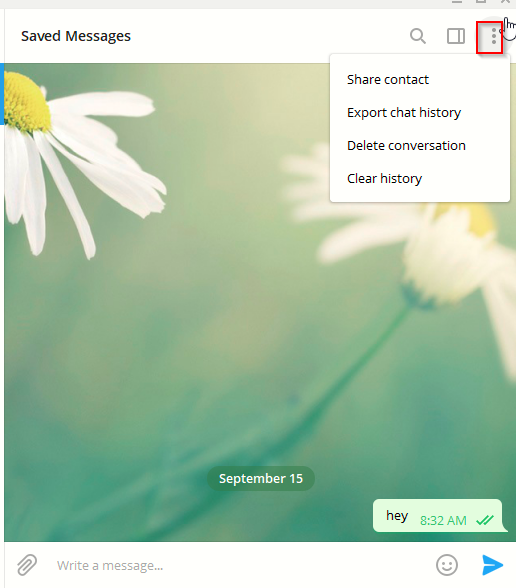 saving chats, deleting history and more in Telegram Desktop