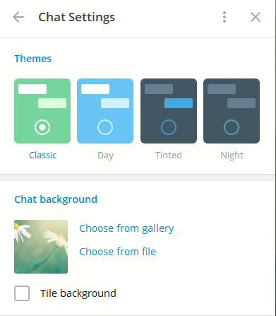 change theme and chat background image for Telegram Desktop