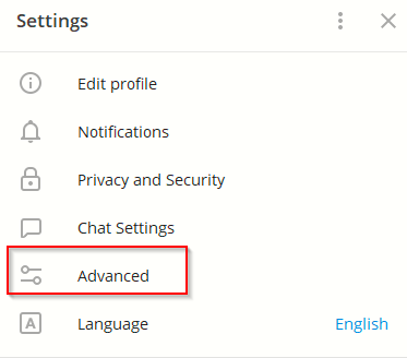 accessing advanced settings in Telegram Desktop