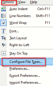 configuring preferences based on file types in EditPad Lite