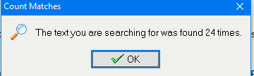 looking at count for specific text occurence with the search option in EditPad Lite