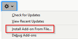 manually installing Firefox add-ons from the downloaded XPI file