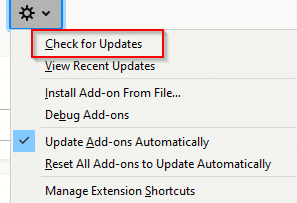 manually check for Firefox add-ons updates