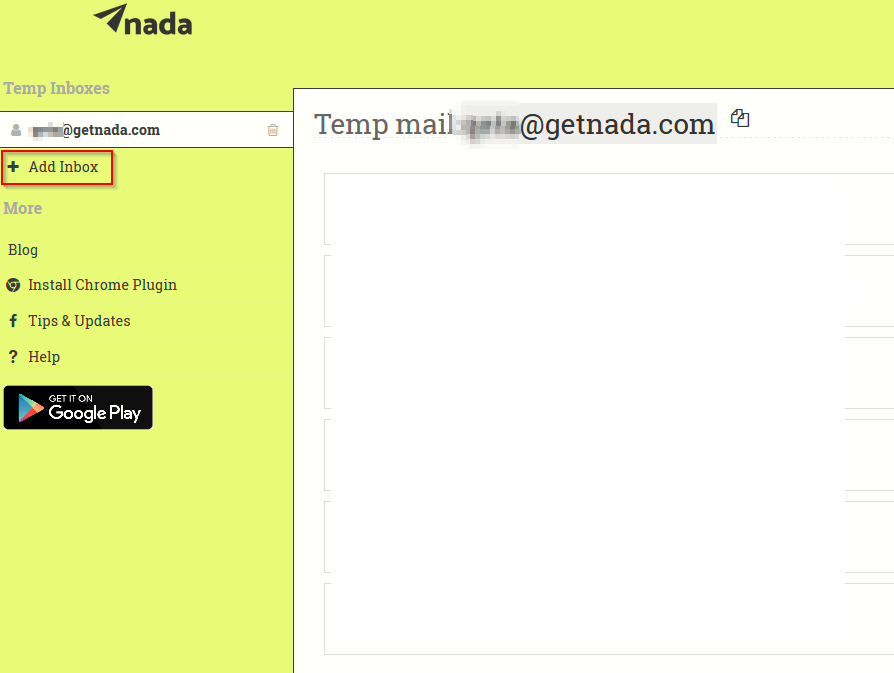 Nada default inbox