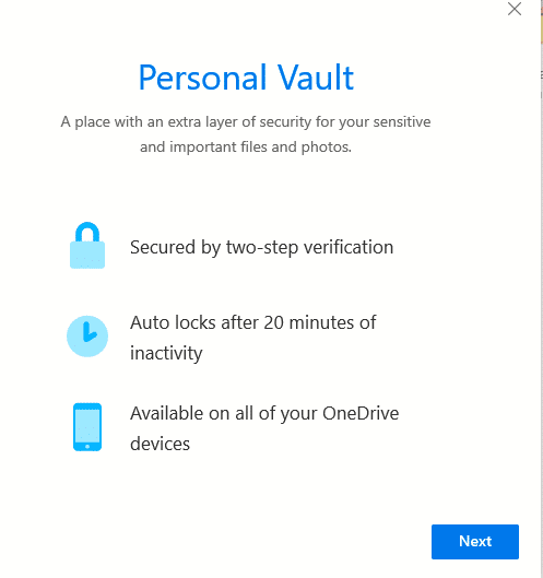 set up Personal Vault on first run