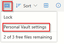 accessing Personal Vault settings