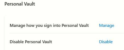 Disable Personal Vault